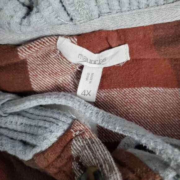 Maurices Plus Size Plaid Button Down Hoodie Shirt 4X - Picture 4 of 5